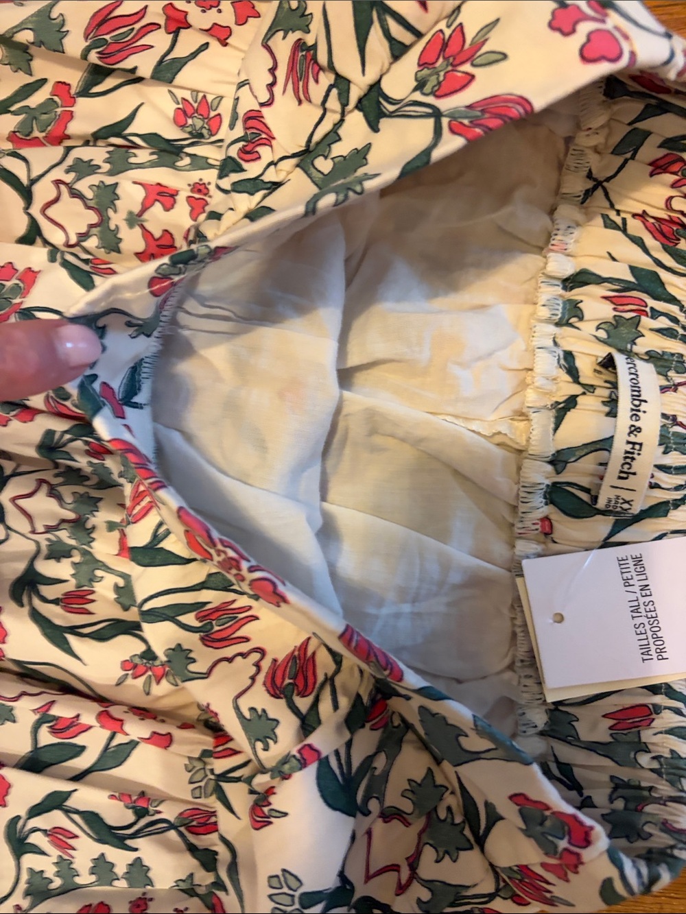 Abercrombie & Fitch Cream Floral Maxi Skirt with Pink and Green Print XXS 0/2/4 - Picture 4 of 4